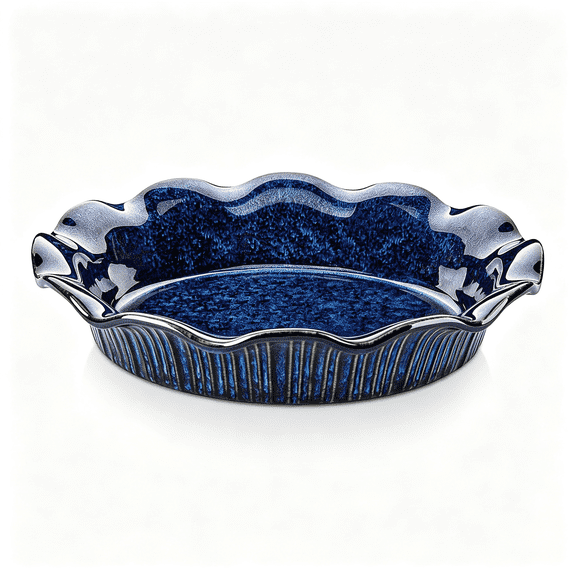 ACDANC Ceramic Pie Pan for Baking,9" Deep Pie Plates for Apple Pie,Pot Pie,Tart and Quiche,Reactive Glaze Fluted Pie Pans,Large Pie Dish with Ruffled Edge,Blue