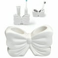 thumbnail image 1 of ACDANC Ceramic Toothbrush Holder With Bow Design Elegant Bathroom Organizer For Toothbrushes&Toothpaste Glossy Vanity Storage (5.32.23.5"es) (White), 1 of 7