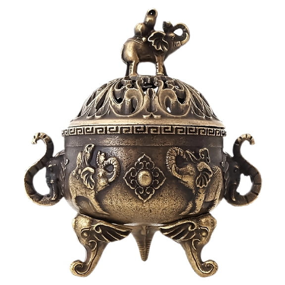 ACDANC Charcoal Incense Burner: Mini Incense Holder with Lid - Elegant Designed Censer Stove with Hollow-Out - Vintage Style Burner Bowl for Indoor
