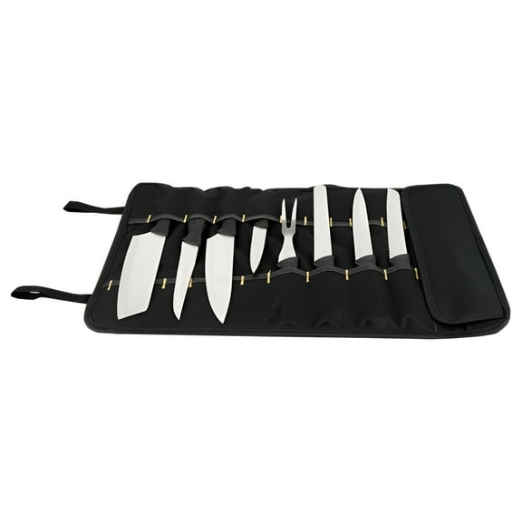 ACDANC Chef Knife Roll Bag,10 Pockets Canvas Knife Case,Knife Bag,Knife Wrap Wallet,Cutlery Knife Pouch Holders Protectors for Chef Knives Kitchen Utensils,Tool Roll,Black