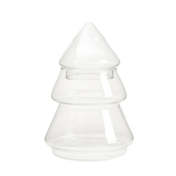 ACDANC Christmas Tree Candy Jars,Christmas Jar Glass Cookie Jars with Lids,Clear Glass Candy Box Christmas Tree Shaped Sweet Cookie Jar for Xmas Festival Holiday Party Gift Table Decoration 7.09In