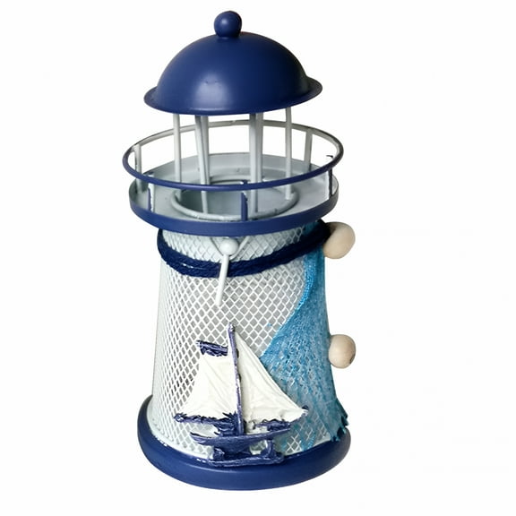 ACDANC Citronella Candles for Outside, Lighthouse, Mediterranean Candle Candlestick Blue White Home Table Decor