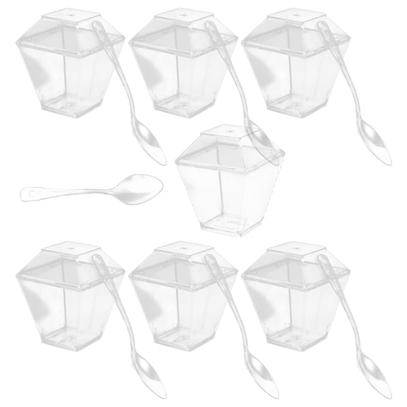 ACDANC Clear Dessert Cups with Lids and Spoons for Food Storage Safe Material 50 Sets
