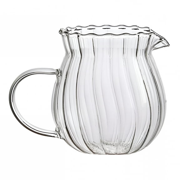 ACDANC Clear Glass Pitcher with Handle, Heat Resistant Borosilicate Glass Jug for Milk Water Tea Juice, Mini Pouring Cup for Home Cafe, Dishwasher Safe Drinkware
