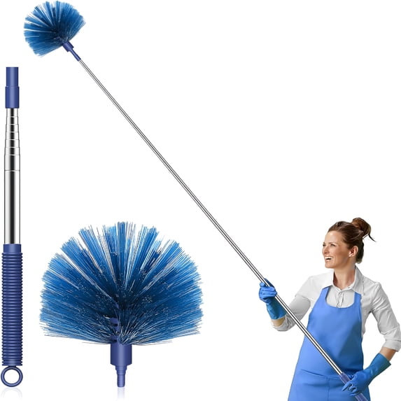 ACDANC Cobweb Duster with Extension Pole,Retractable Dusters for Cobweb Cleaning 81-Inch Long Handle Ceiling Fan Spider Web Brush for Outdoor Indoor High Ceilings