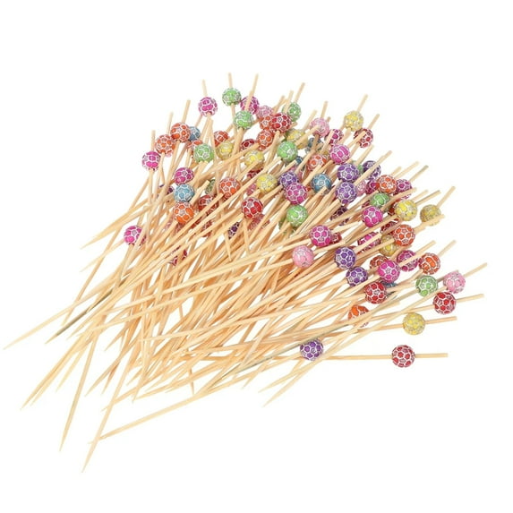 ACDANC Cocktail Picks,Versatile Double Bead Cocktail Picks,Colorful Bamboo Skewers for Appetizers,12cm