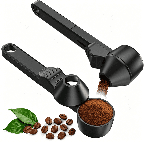 ACDANC Coffee Scoop & Funnel for Reusable K Cup Refillable Coffee Pods,Mess-Free Measuring Spoon 2 Tbsp Capacity for Ground Coffee, Protein Powder & Tea, Funnel Design without Spilling(2, Black)