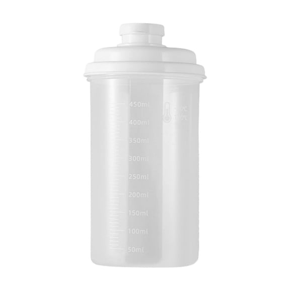 ACDANC Cold Brew Coffee Mug-16oz Transparent Plastic with Measurement Scale Leak Proof Lid Microwave Safe Portable Iced Tea & Coffee Cup (White)