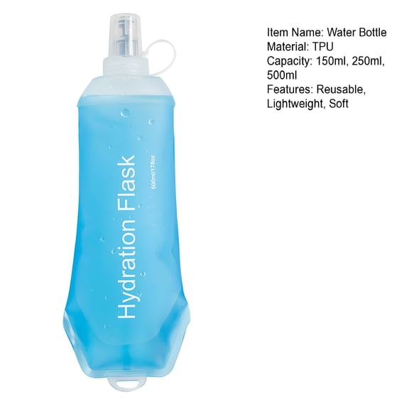 ACDANC Collapsible Soft Water Bottle Flask Food Grade BPA Free Leakproof Foldable Outdoor Sports Hydration Bottle