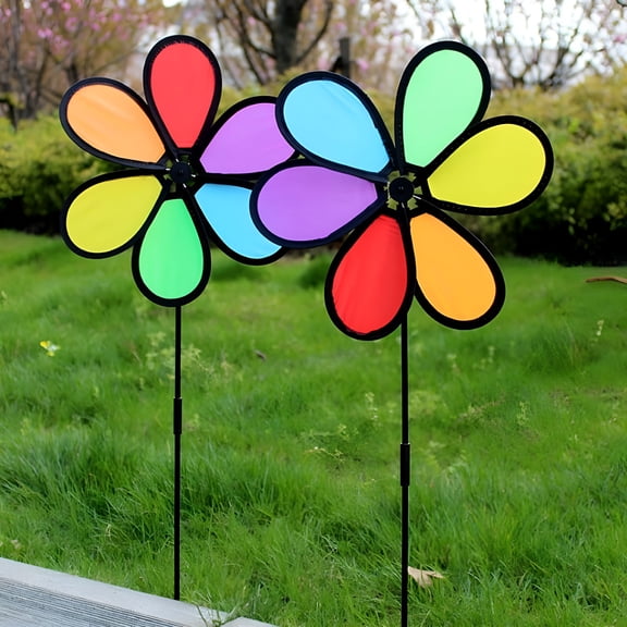 ACDANC Colorful Rainbow Daisy Flower Spinner Wind Windmill Garden Yard Outdoor Decor