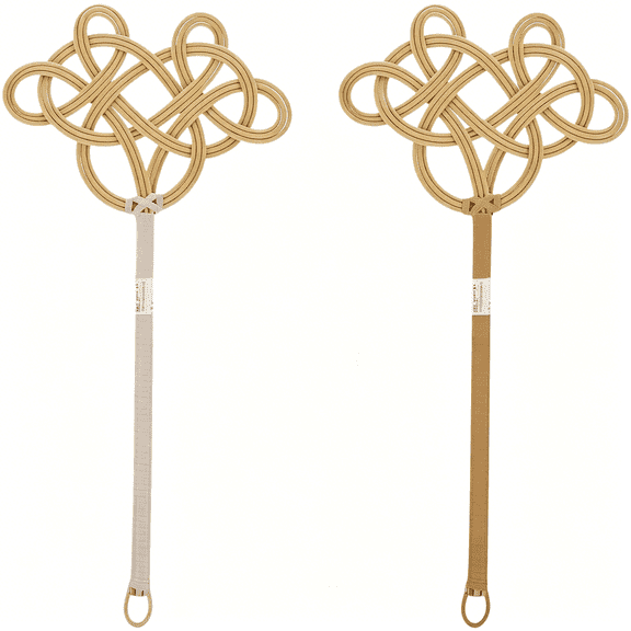 ACDANC Comforter Beater Duster Rattan Weave Ruyi Knot Design 1 Pack 24.4 Long Handle with Wooden Inner Core for Bedding Dust Removal Home Clothes Cleaning Tool