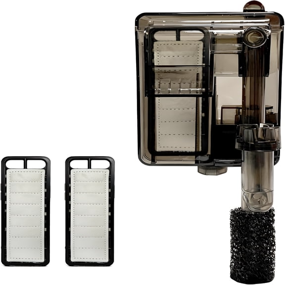 ACDANC Compact Hang On Back Aquarium Filter 53 GPH for Up to 10 Gallon Fish Tank, USB Powered with Surface Skimmer, Adjustable Flow and Replaceable Media