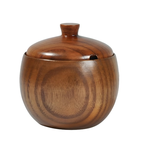 ACDANC Condiment Pot Wood Salt Cellar Salt Box Seasonings Keeper Condiment Canisters Pots,3.54"X3.54"X2.52"