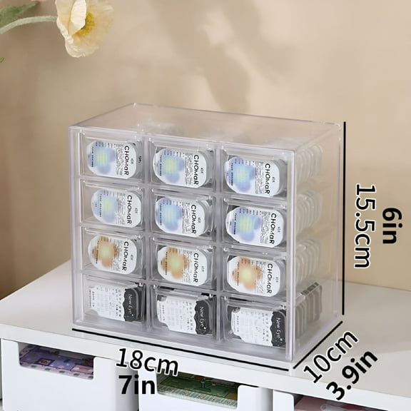 ACDANC Contact Lens Case Storage Box 12 Grids Large Capacity Daily Eye Contact Colored Lenses Organizer Bin