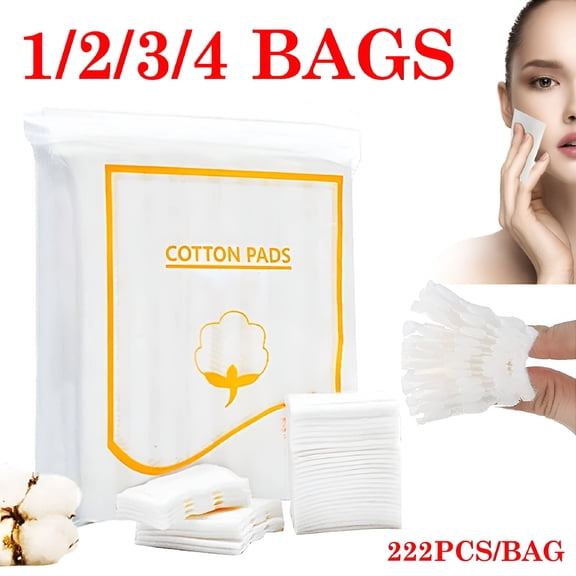 ACDANC Cotton Pads for Face Makeup,222 Pcs 100% Natural Cotton Square Double Sided Water Saving Soft Pads for Makeup Tools,2PACK