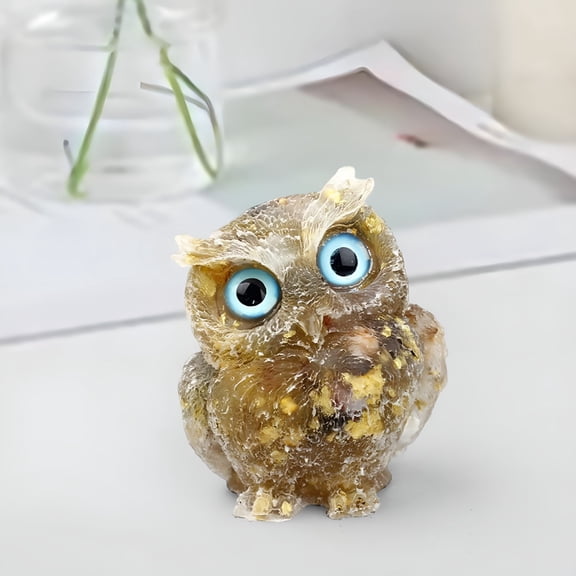 ACDANC Crystal Owl Figurine Statue Hand-Made Fine Carved Home Decoration,Gift