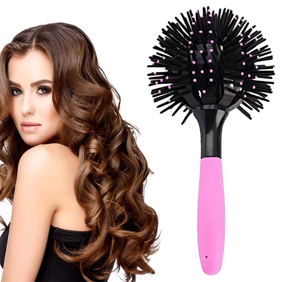 ACDANC Curl Hair Brush, 3D 360 Degree Plastic Detangling Heat Resistant Round Head Massage Hair Brushes Can Be Used with a Dryer for Wavy/Curly/Thick/Long Hair Styling