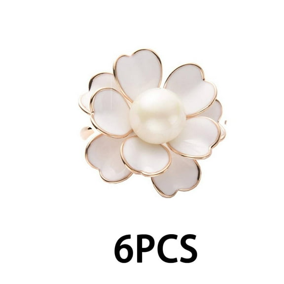 ACDANC Curved Napkin Rings,Chic Gold Napkin Rings for Every Occasion,Artistic Flower Napkin Rings,Unique Napkin Rings for Guests,White