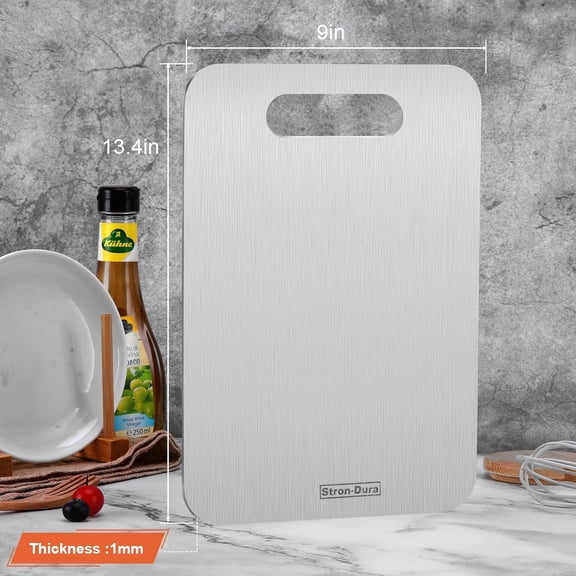 ACDANC Cutting Board,Stainless Steel Cutting Board,Foodgrade Cutting Boards for Kitchen,Titanium Cutting Board for Meat,Fruit,Vegetables,Double Side Use,Odor Free,M,13.4" * 9"