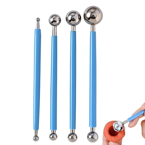ACDANC DIY Cake Tools,4Pcs Metal Ball Baking Fondant Cake Tools Stainless Steel 8 Head Pen for Sugar Flower
