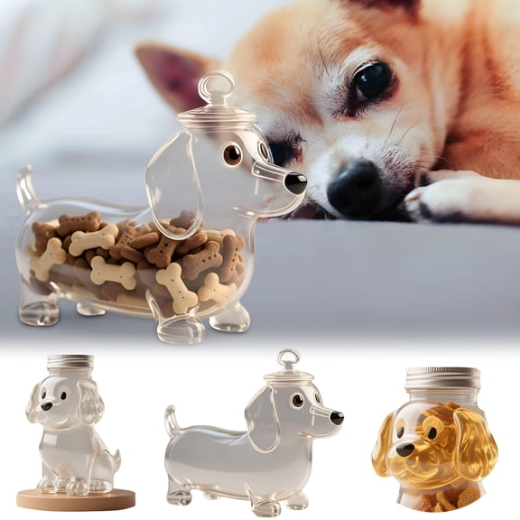 ACDANC Dachshund Snack Jar-Airtight Treat Containers With Lids-Adorable Glass Food Jars-Handmade Dog Shape Glass Storage Can-Novelty Cute Cookie Jars-For Kitchen And Countertop Decor Pet Lovers Gift