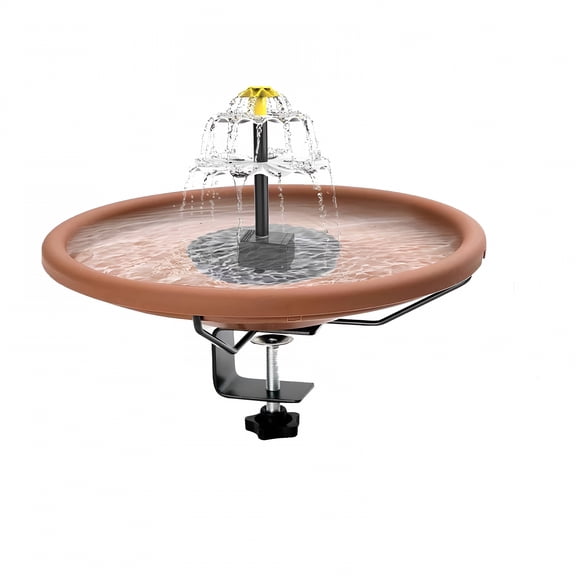 ACDANC Decking Mounted Glass Bird Baths Bowl Spa with Adjustable Sturdy Steel Clamp and Solar Fountain Pump for Garden Patio Grass Yard Decks Railing Decoration