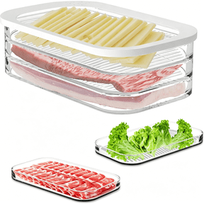 ACDANC Deli Meat Container for Fridge with Airtight Lid,3-Layer Lunch Meat Container for Fridge,Transparent Stackable Cold Cuts Storage Containers for Meats Cold Cuts Cheese,Bpa Free,18.6Oz,1 Pack
