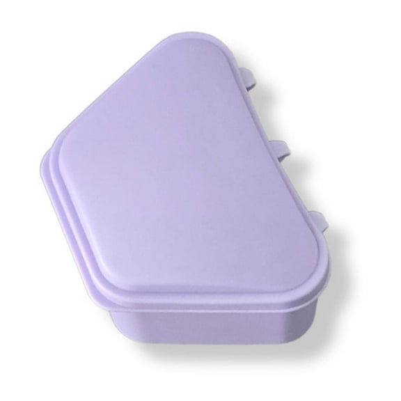 ACDANC Denture Case,Portable Denture Cup with Rinsing Basket,Leakproof Retainer Box for Travel,Compact Storage,Purple