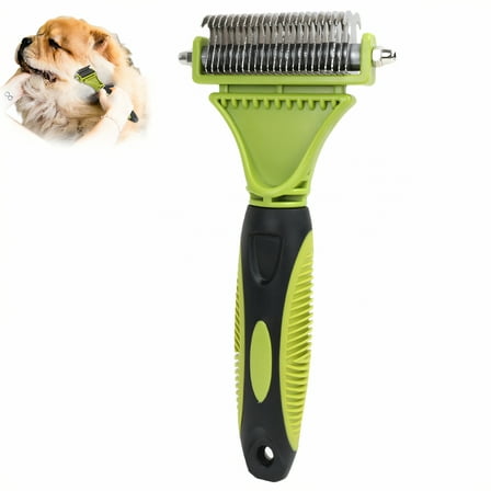 ACDANC Deshedding Dog Brush,Hanging Hole for Storage Undercoat Rake for Dogs,Textured Handle Design Dematting Comb for Dogs,Green