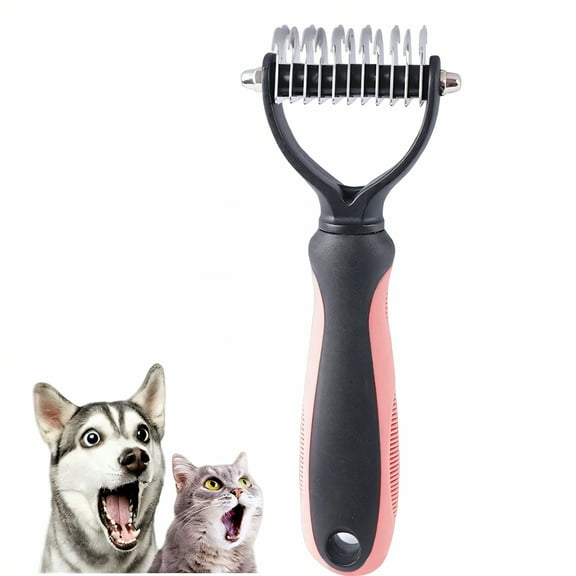 ACDANC Deshedding Dog Brush,Undercoat Rake for Dogs,Dematting Comb for Dogs,Pink1