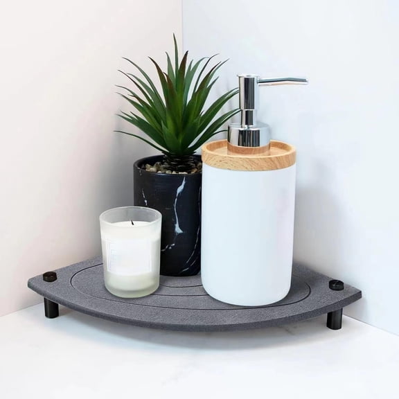 ACDANC Diatomite Stone Drying Tray for Bathroom&Kitchen Counter,Water Absorbing Stone Sink Tray,Fast Drying Sink Caddy for Sponge&Soap Holder
