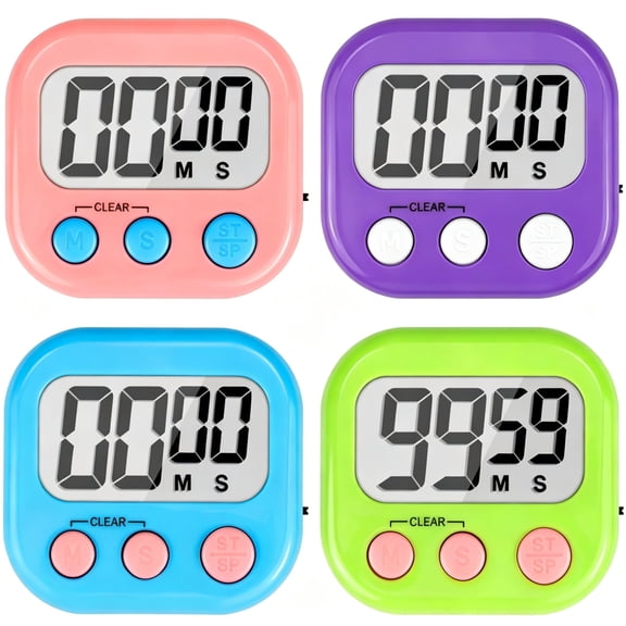 ACDANC Digital Timer for Kids Teacher Supplies Classroom Timer for Study Learning Management Kitchen Work Exercise-4Pack Pink Blue Green Purple
