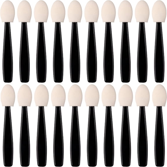 ACDANC Disposable Oval Sponge Eyeshadow Applicators, 20 Pack Soft Makeup Eye Shadow Brushes, Cosmetic Wands Sticks Beauty Tool for Face and Eye Application, Black