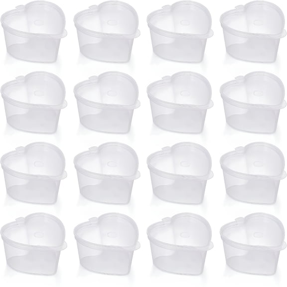 ACDANC Disposable Plastic Cups with Leak-Proof Lids and Heart-Shaped Souffle,Jello,Condiment Containers - 100 Sets,1.5 oz Each