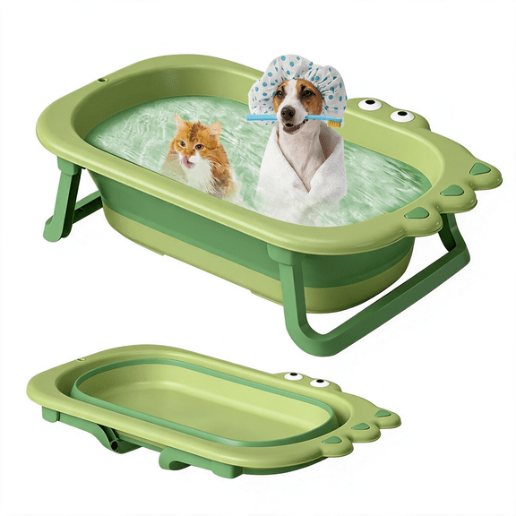 ACDANC Dog Bath Tubs,31"Portable Folding Bathtub with Drainage Hole for Bathing/Shower,Dog Cat Swimming Pool Bathing Tub Washing Basin,Foldable Collapsible Pet Tub for Small Medium Pets-Green