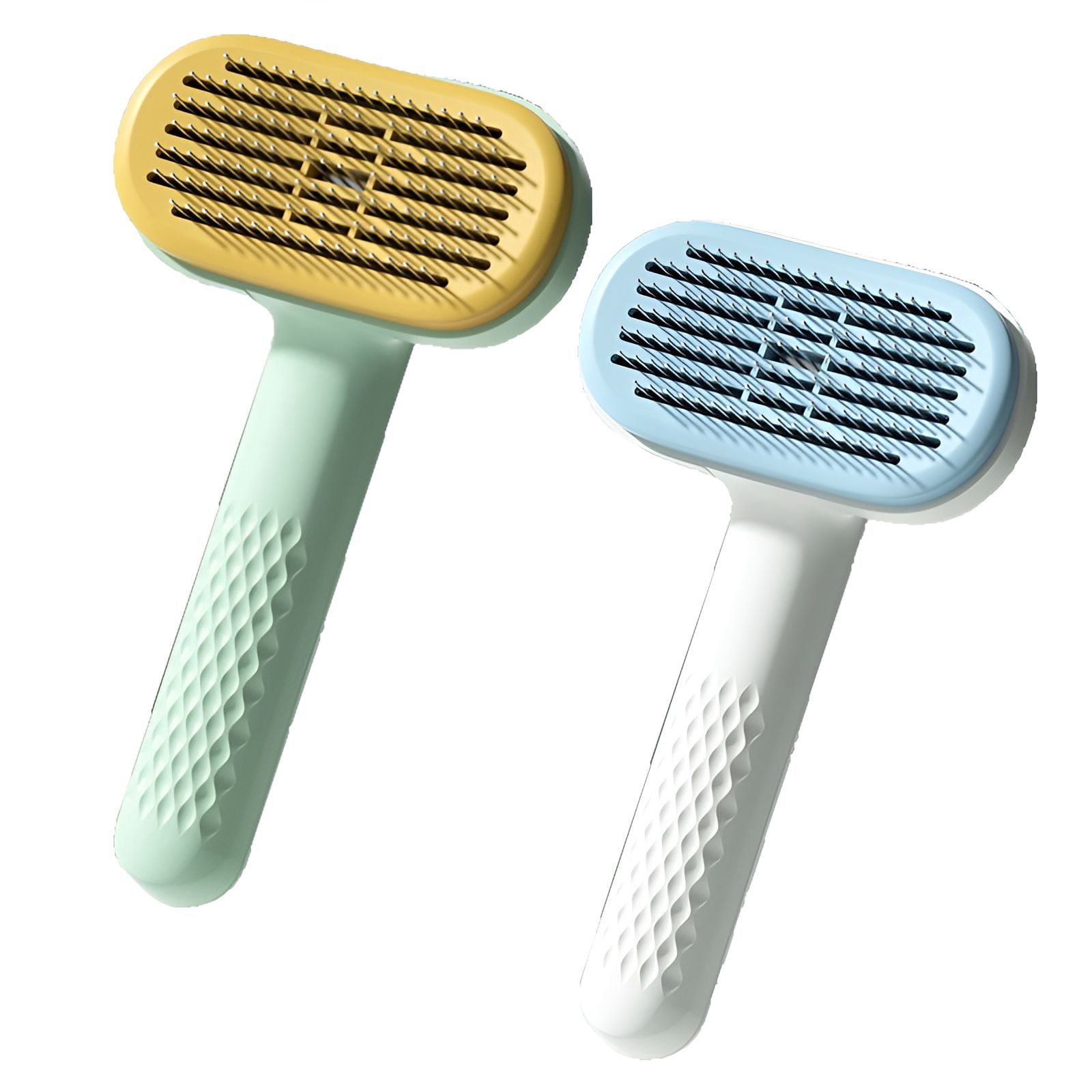 Curated visual reference: Secure Locking Cat Brush For Cats With Skin Allergies And Reference: Acdanc Dog Brush For Shedding Safe Rounded Edges Cat Brushes