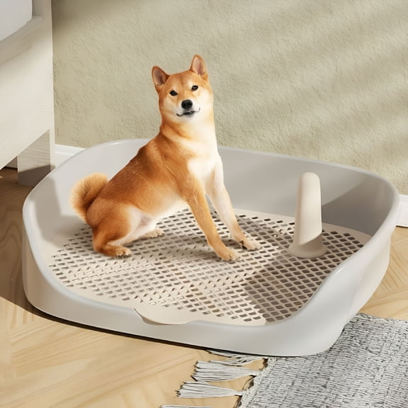 XIBUFE Indoor Dog Potty Tray, 15.7"x11.8"x4.3" Gray Litter Box for Small and Medium Dogs