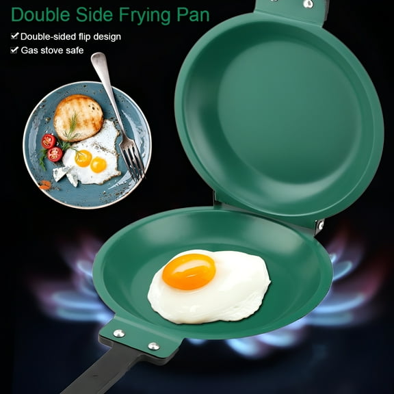 ACDANC Double Sided Frying Pan,Green Ceramic Coating Flip Frying Pan Pancake Maker Ceramic Coating Bread Egg Pot Household Kitchen Cookware