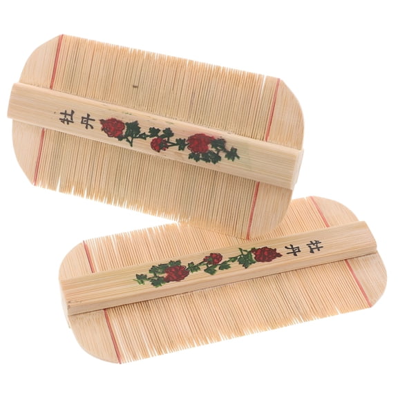 ACDANC Double Sided Hair Comb Dandruff Comb Bamboo 2Pcs Multi Scalp Psoriasis Fine Tooth Dandruff Comb Remover