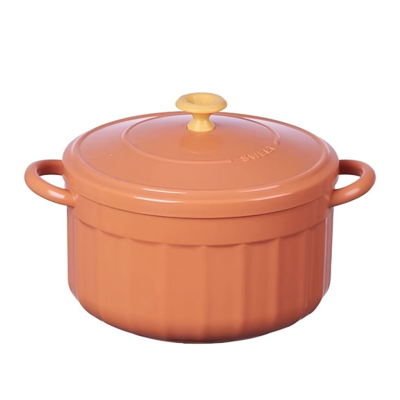 ACDANC Double-Walled Dutch Oven Pot with Lid for Bread Baking,Stainless Steel Insulated Serving Bowl with Leak Proof Lid,Casserole Dish to Keep Food Warm Or Cold for Several Hours (Orange)