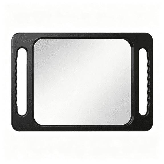 ACDANC Drop-Proof Hand Mirror with Double Handle,Large Rectangular Hand Held Mirror -(16"X10")Largehand Mirrors with Handle for Salons and Beauty Salons,Light Hair(Black)