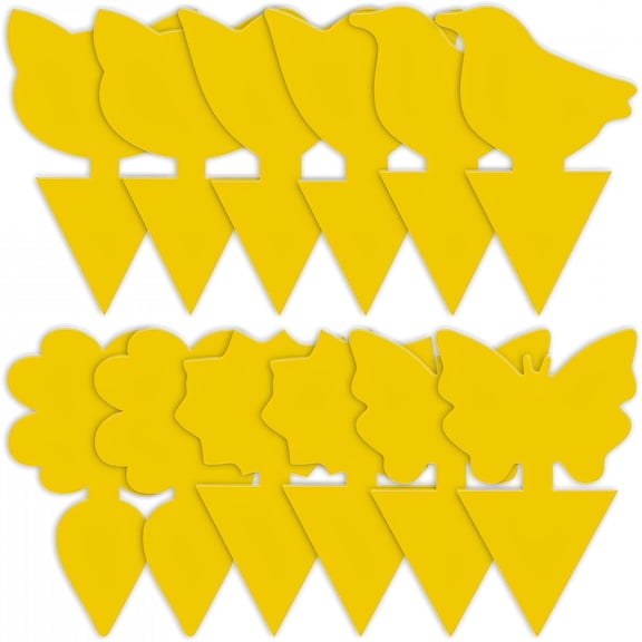 ACDANC Dual-Sided Yellow Sticky Traps for Insect Monitoring - 24 Pack Plant Sticky Cards for Fungus Gnats, Whiteflies & Aphids, Non-Toxic Traps for Indoor & Outdoor Plants