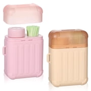 ACDANC Ear Hole Cleaner,Ear Piercing Cleaning Kit,With 240Pcs Disposable Ears Piercing Cleaner Floss,Pink & Khaki with 240Pcs and Disposable Piercing Cleaner Floss