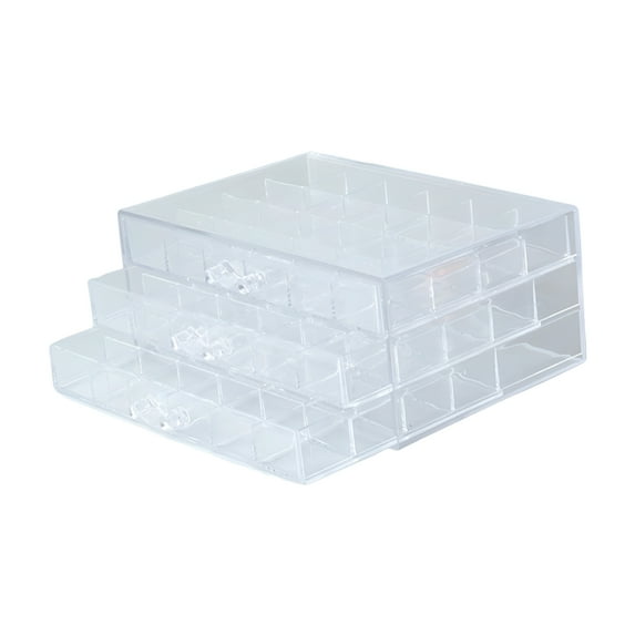ACDANC Earring Display Case 3 Drawers Jewelry Organizer Earring Holder Multifunctional Dustproof Sturdy with 72 Compartments for Dresser NightStand Transparent