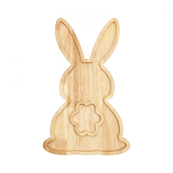 ACDANC Easter Bunny Wooden Serving Tray Easter Charcuterie Board Bunny Egg Plates Dishes Cheese Display Food Dish for Butcher Block Vegetables Fruit Salad Wood Decorative Tray