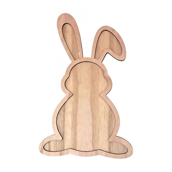 ACDANC Easter Platter Serving Board Bunny Shaped Wood Easter Tray for Food Rabbit Wooden Charcuterie Board Bunny Platter
