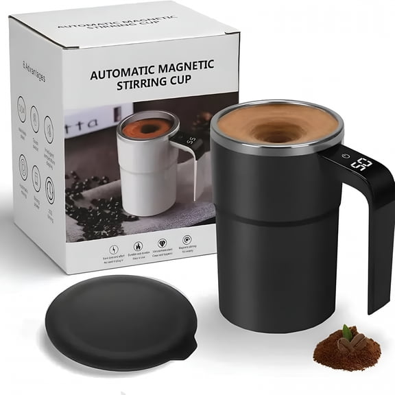 ACDANC Electric Coffee Mug with A Built-In Lcd Thermometer,Self Stirring Mug,Travel Cup with Lid,Automatic Mixing Cup,Hot Beverage Warmer,Portable Drinkware,Innovative Coffee Accessory