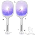 thumbnail image 1 of ACDANC Electric Fly Swatter Racket 2 Pack,2 in 1 Bug Zapper with Usb Rechargeable Base,4000 Volt Mosquito Killer with 3-Layer Safety Mesh for Pest Insect Control for Indoor,Office,Backyard,Camping, 1 of 10