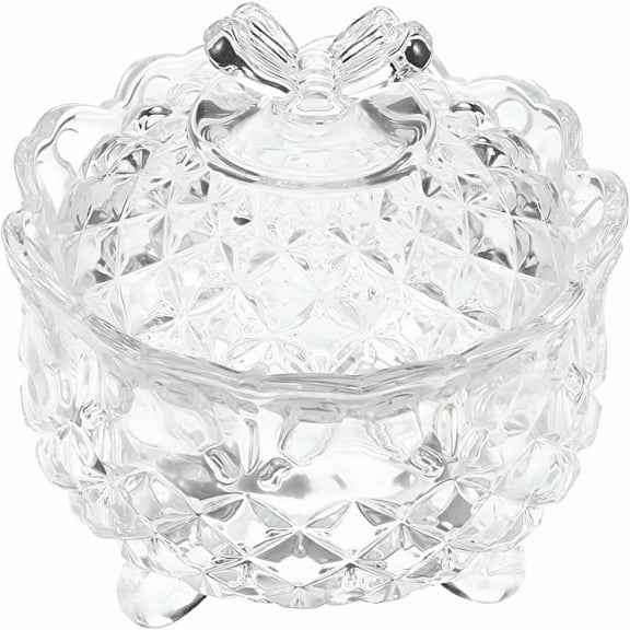 ACDANC Elegant Glass Candy Jar with Lid Crystal Clear Snack Candy Snack Dish Bowl Decorative Party Weddings Candy Buffet Jar 280ML-Transparent