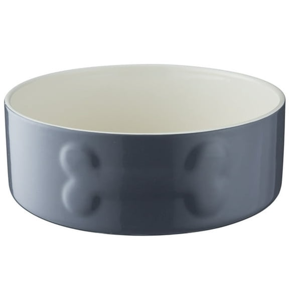 ACDANC Embossed Bone Dog Bowl-Gray-8",50.7Oz-Durable Ceramic Food&Water Dish,Microwave&Dishwasher Safe,Pet Meal Feeding&Hydration